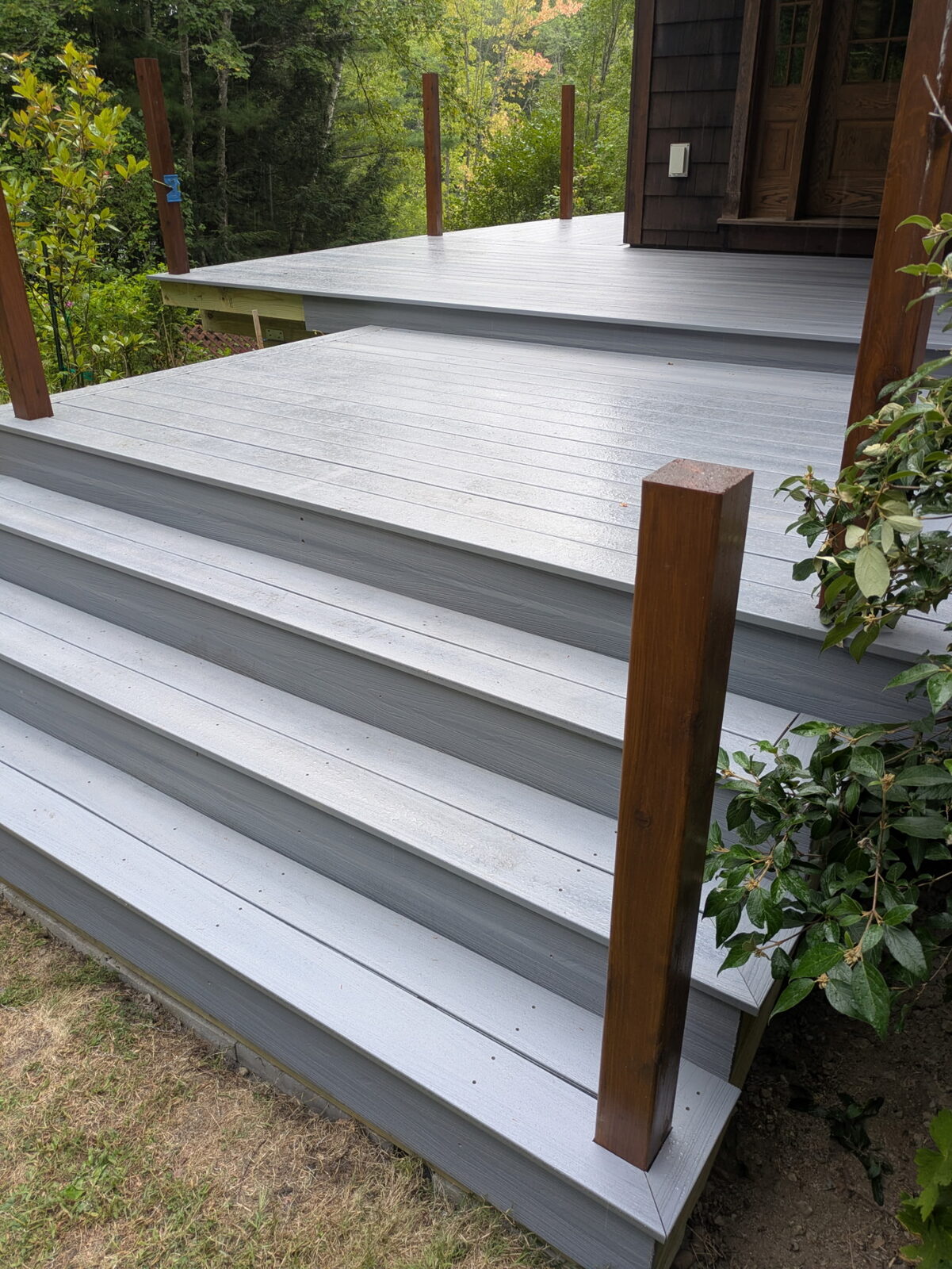 Wide gray composite stair set